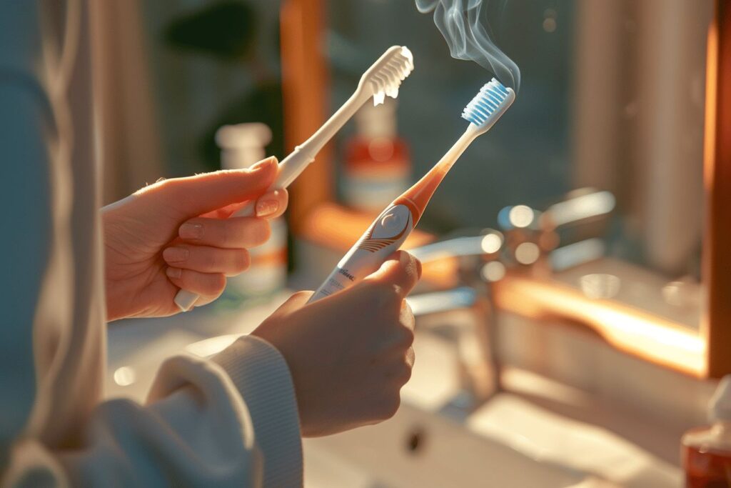 Femme tenant une cigarette avec une expression déçue